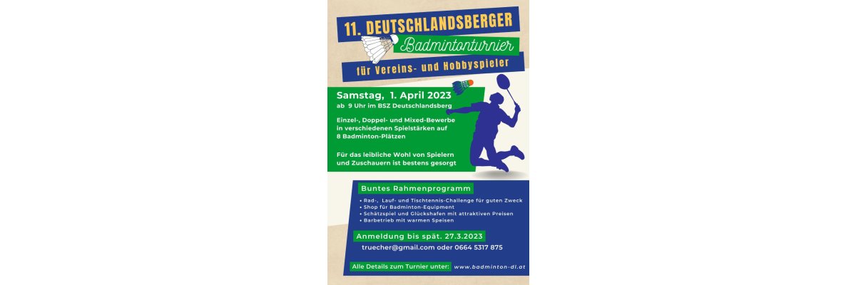 11. Deutschlandsberger Badmintonturnier am 1. April 2023 - 