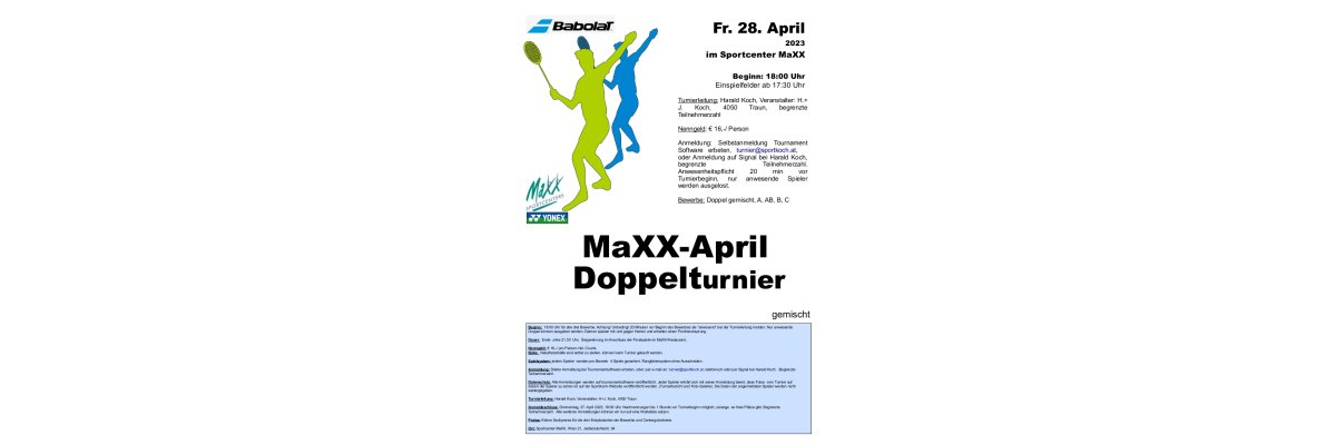 MaXX-April-Doppelturnier am 28. April - ausgebucht - 