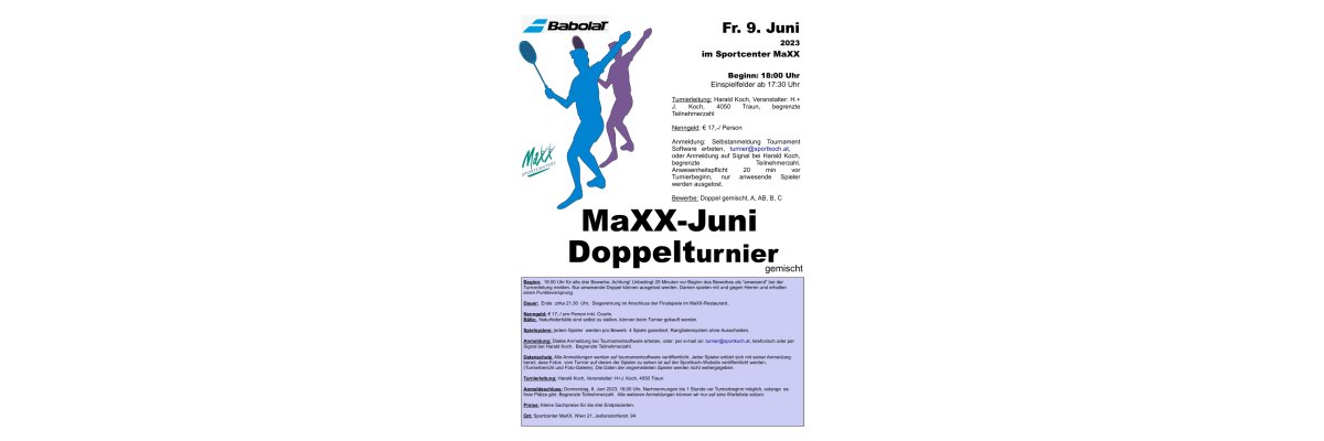 MaXX-Juni-Doppelturnier am 9. Juni - 